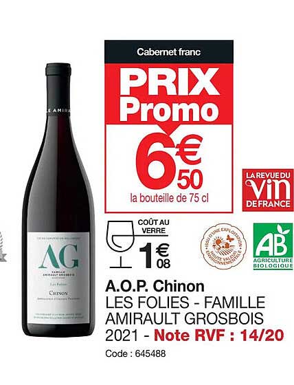a.o.p. chinon les folies familles amirault grosbois 2021