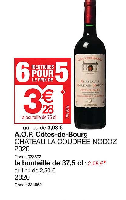 a.o.p. côtes-de-bourg château la coudrée-nodoz 2020