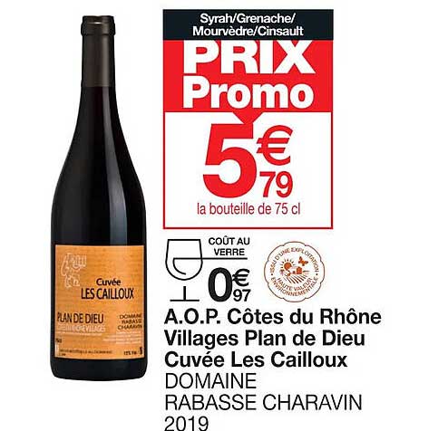 a.o.p. côtes du rhône villages plan de dieu cuvée les cailloux domaine rabasse charavin 2019