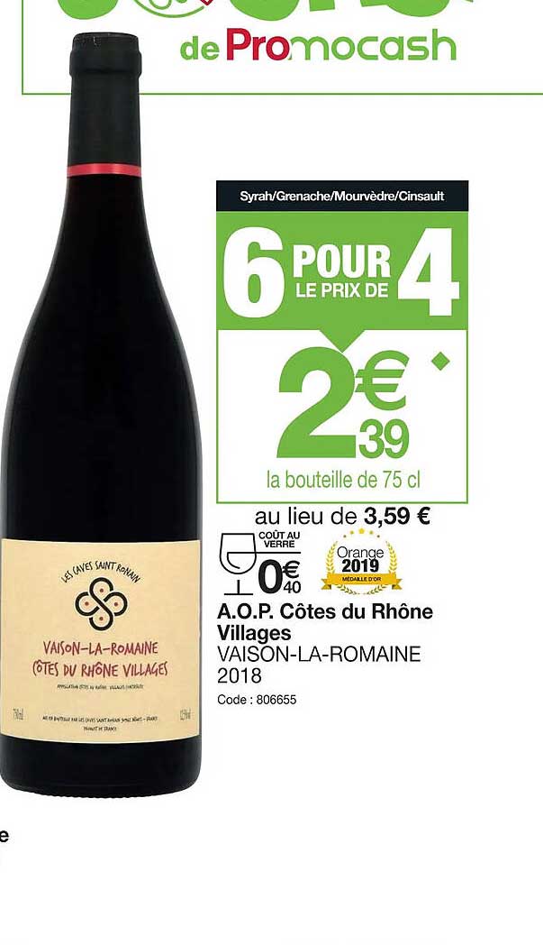 a.o.p. côtes du rhône villages vaison-la-romaine 2018