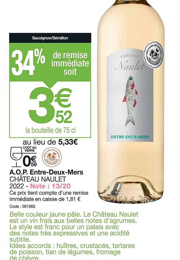 a.o.p. entre-deux-mers château naulet 2022