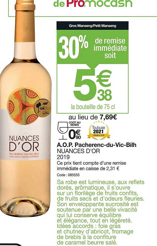 a.o.p. pacherenc-du-vic-bilh nuances d'or 2019