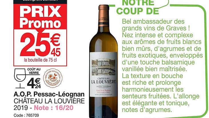 a.o.p. pessac-léognan château la louvière 2019