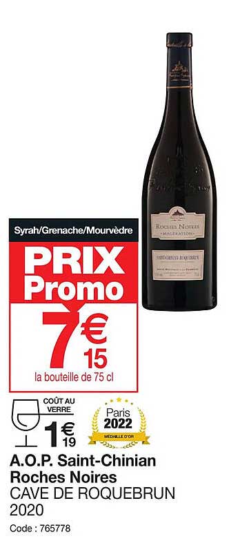a.o.p. saint-chinan roches noires cave de roquebrun 2020