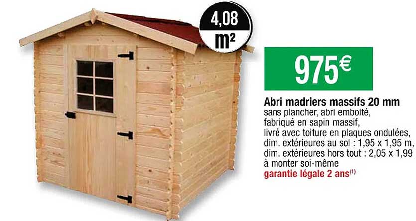 abri madriers massifs 20 mm