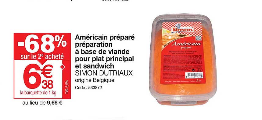 américain préparé préparation à base de viande pour plat principal et sandwich simon dutriaux