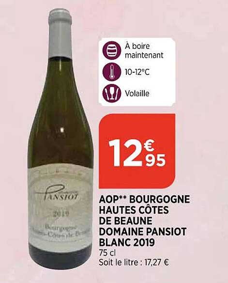 aop bourgogne hautes côtes de beaune domaine pansiot blanc 2019