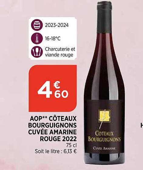 Aop Côteaux Bourguignons Cuvée Amarine Rouge 2022