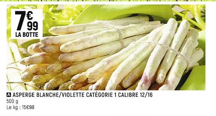 asperge blanche-violette catégorie 1 calibre 12-16