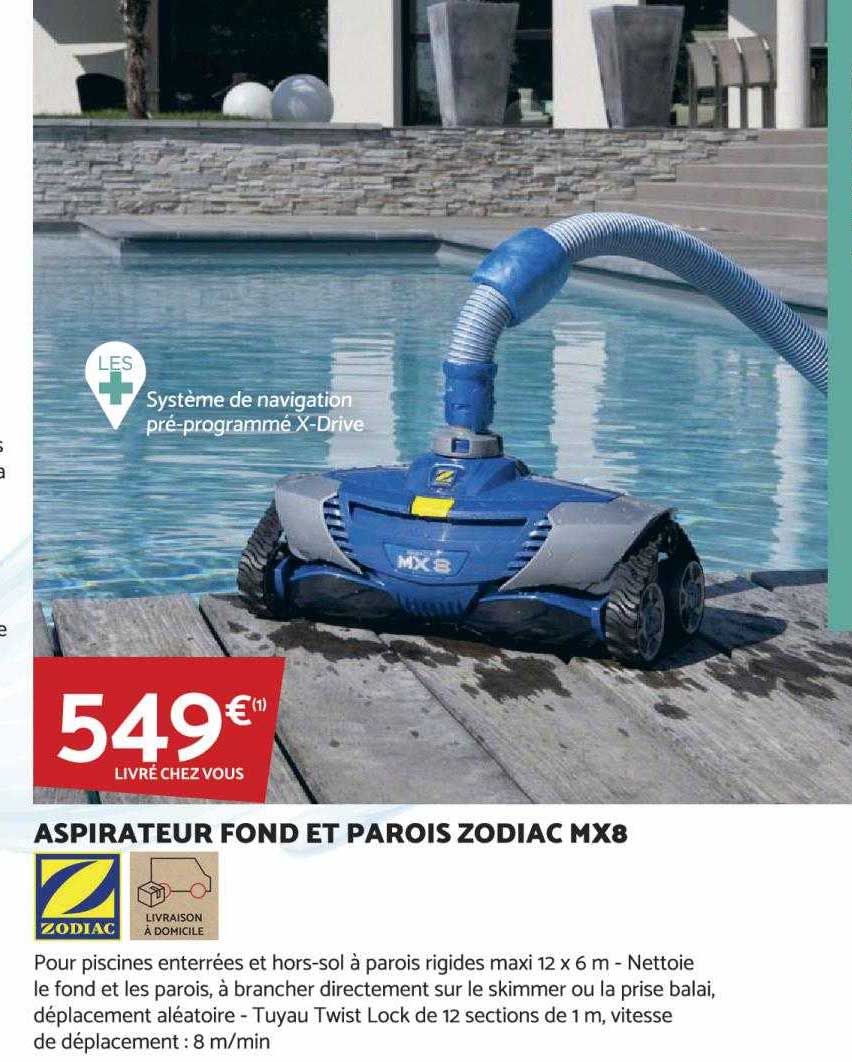 aspirateur fond et parois zodiac mx8