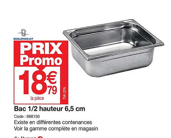 bac 1 2 hauteur 6,5 cm