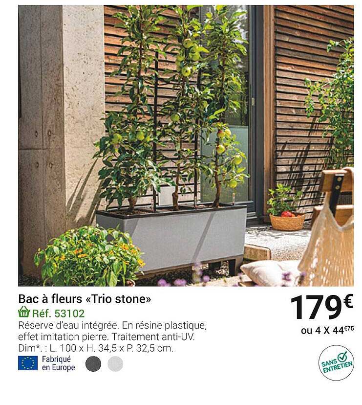 Bac à Fleurs «trio Stone»