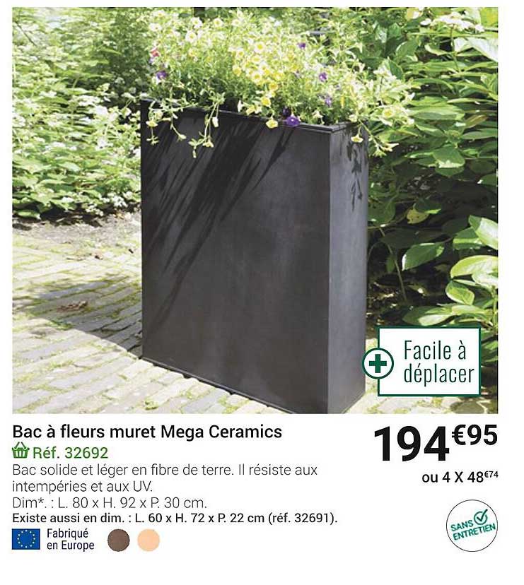 bac à fleurs muret méga céramics