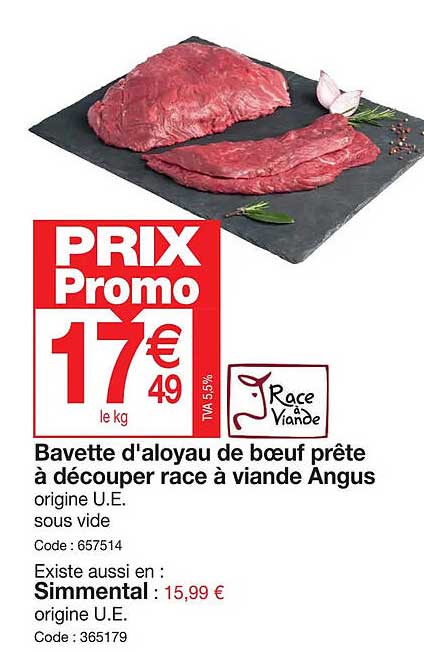 bavette d'aloyau de bœuf prête à découper race à viande angus