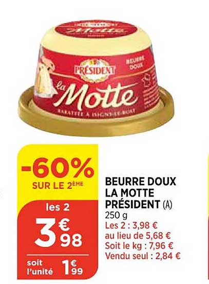 beurre doux la motte président
