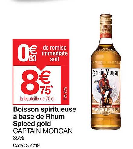 Boisson Spiritueuse à Base De Rhum Spiced Gold Captain Morgan