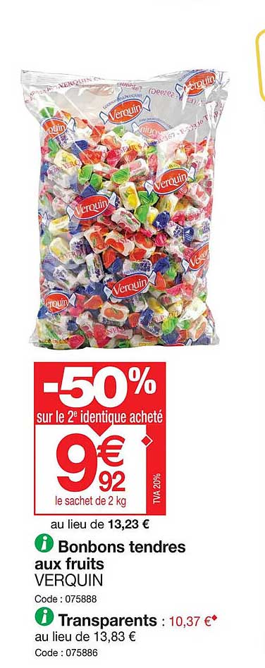 bonbons tendres aux fruits verquin