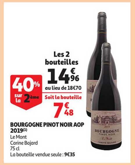 bourgogne pinot noir aop 2019 le mont carine bajard
