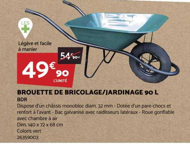 brouette de bricolage-jardinage 90l bdr