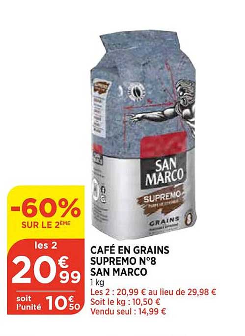café en grains supremo n°8 san marco