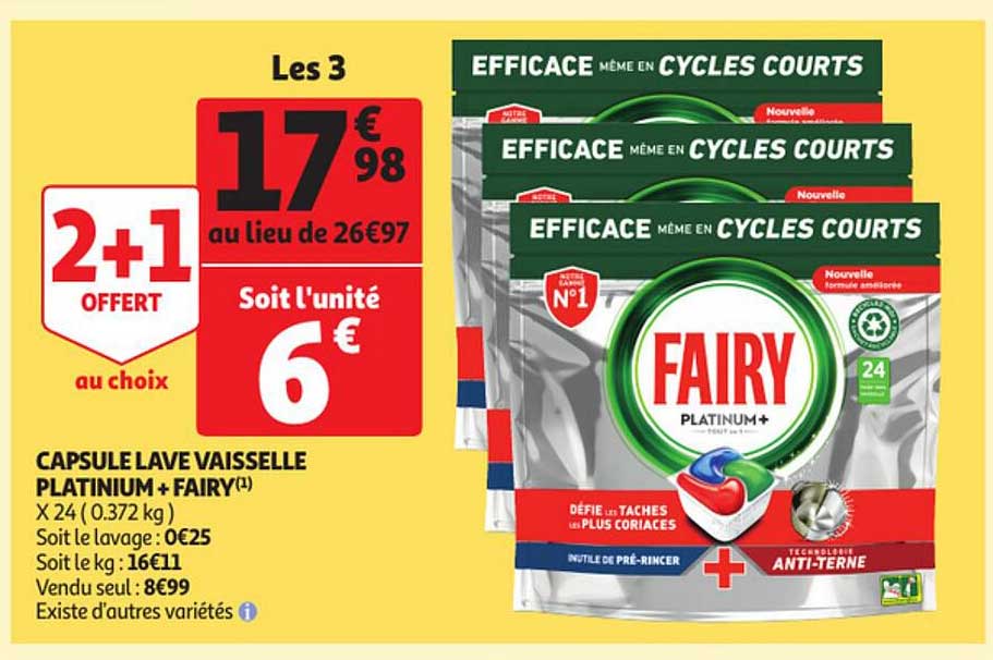 capsule lave vaisselle platinum+ fairy