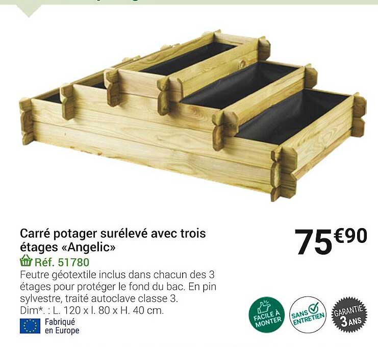 carré potager surélevé avec trois étages «angelic»
