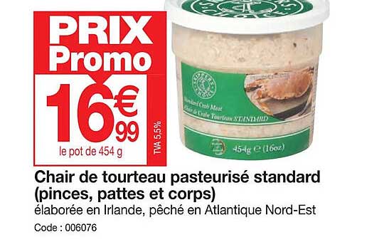 chair de tourteau pasteurisé standard pinces pattes et corps