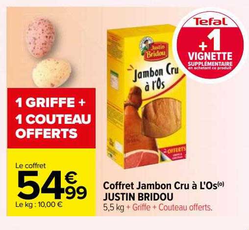 coffret jambon cru à l'os justin bridou