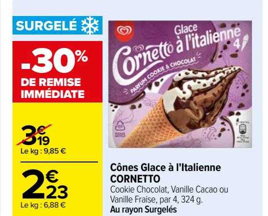 cônes glacé à l'italienne cornetto