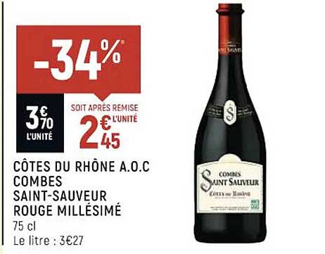 côtes du rhône a.o.c. combes saint-sauveur rouge millésimé