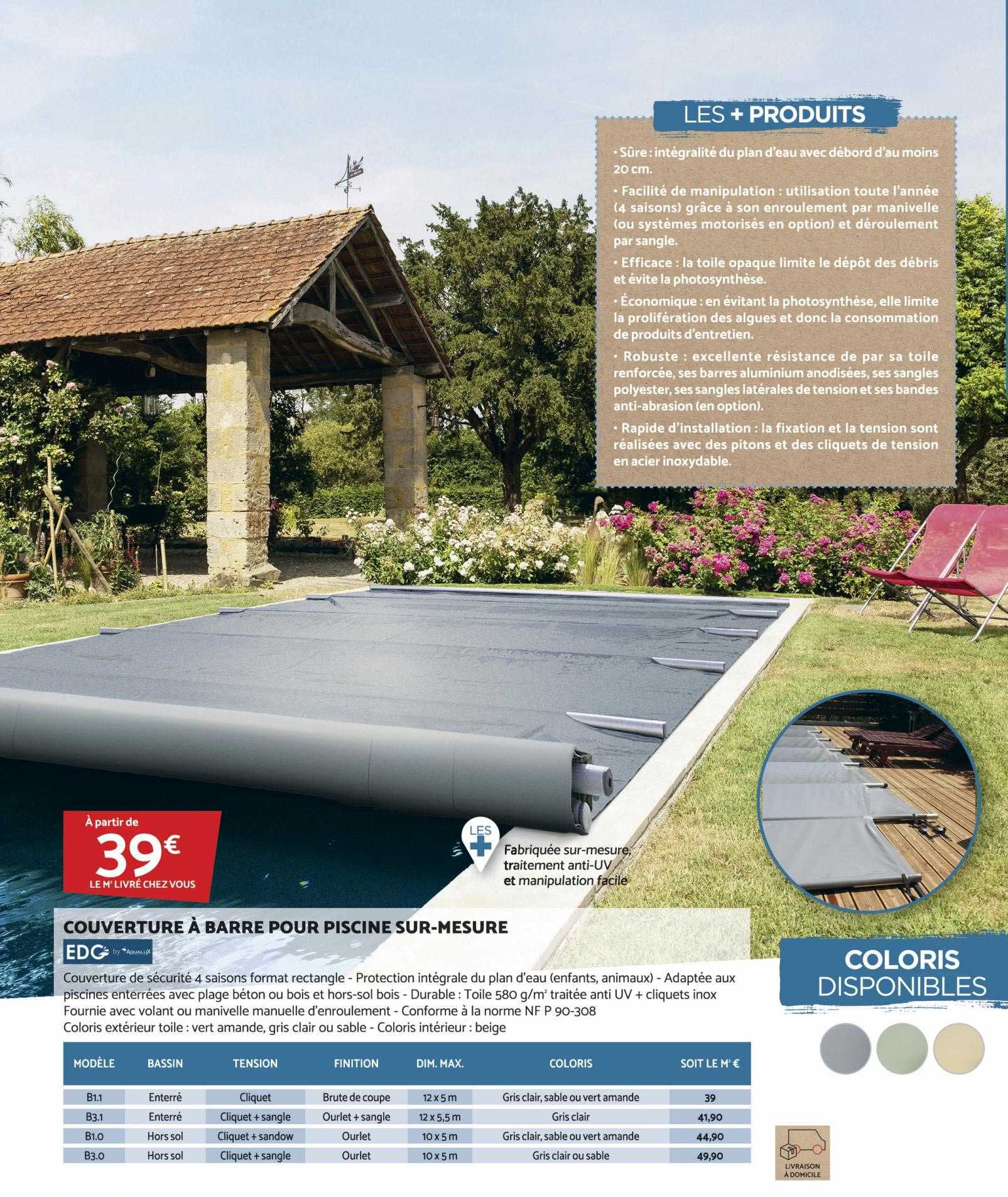 couverture à barre pour piscine sur-mesure edg