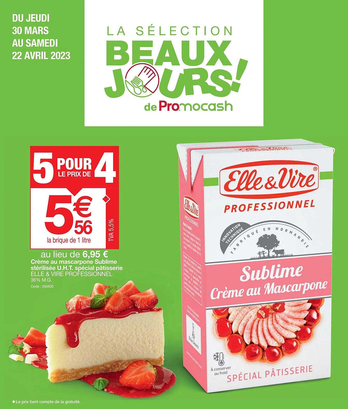 crème au mascarpone sublime stérilisée u.h.t. spécial pâtisserie elle & vire professionnel