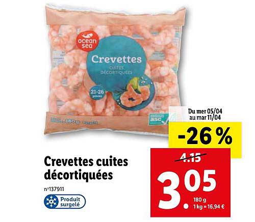 Crevettes Cuites Décortiquées