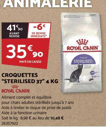 croquettes "sterilised 37" 4 kg royal canin