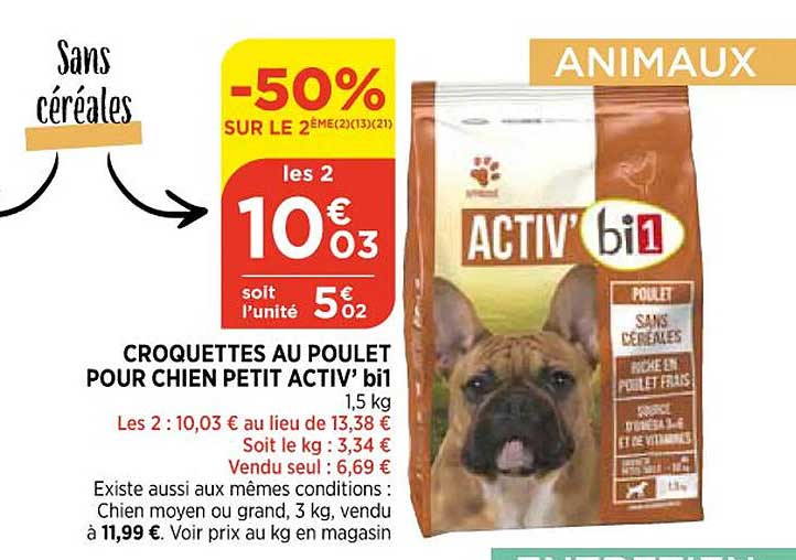 Croquettes Au Poulet Pour Chien Petit Activ' Bi1