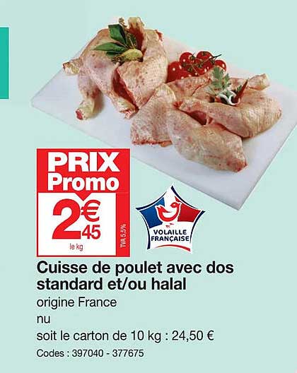 cuisse de poulet avec dos standard et-ou halal