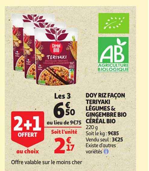 doy riz façon teriyaki légumes & gingembre bio céréal bio