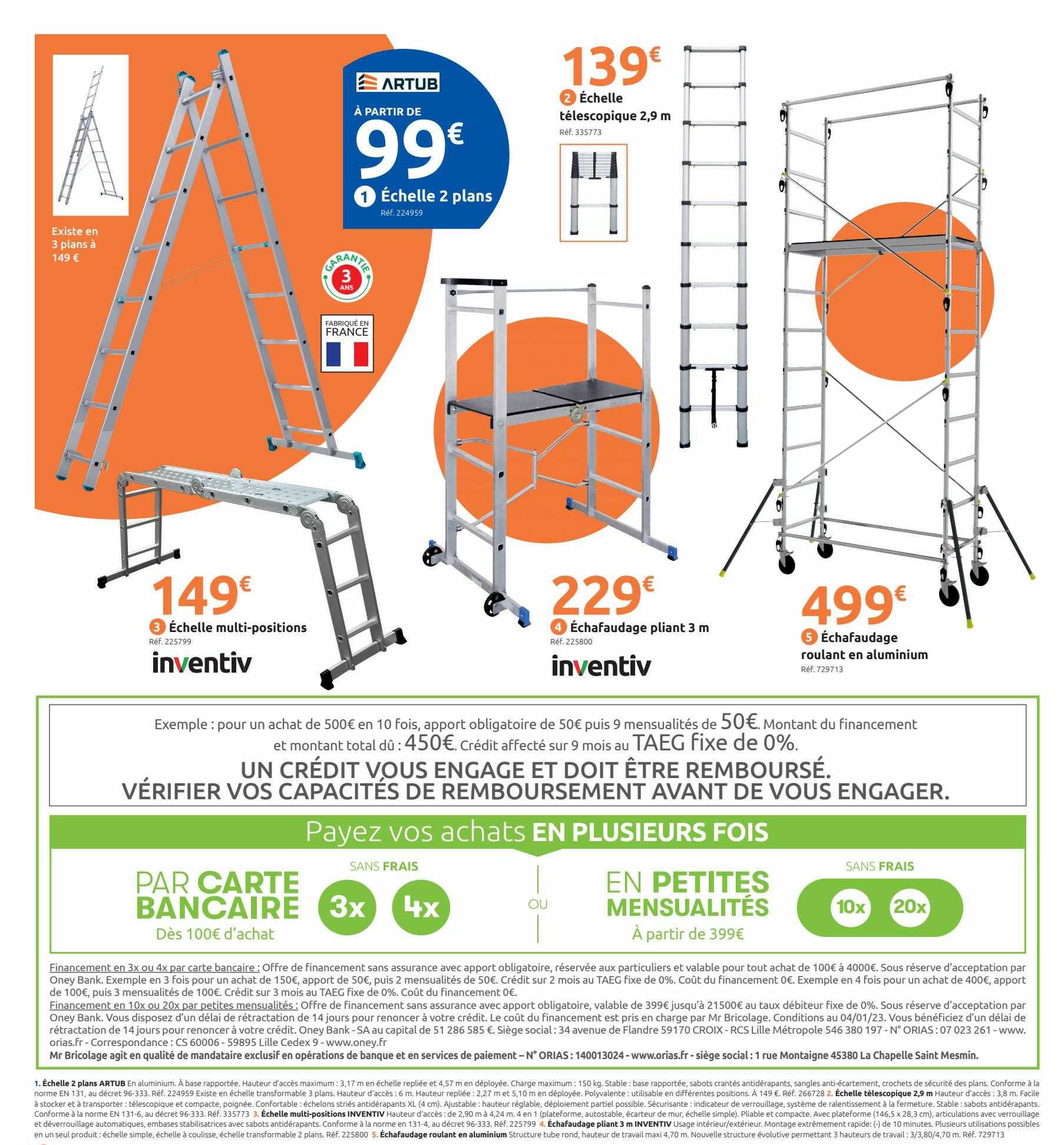 échelle multi-positions inventiv, échafaudage pliant 3m inventiv, échafaudage roulant en aluminium