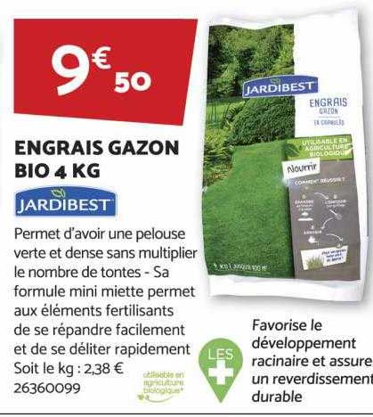 engrais gazon bio 4 kg jardibest
