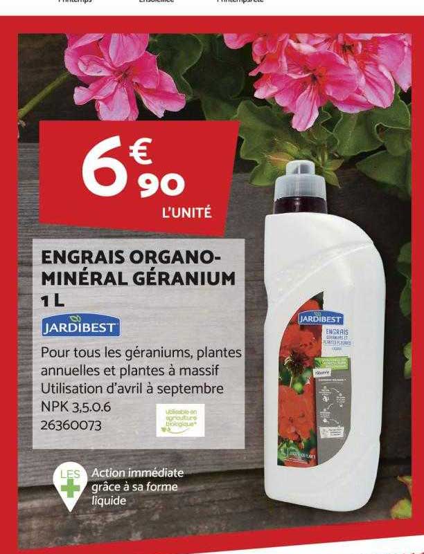 engrais organominéral géranium 1l jardibest