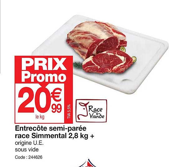 entrecôte semi-parée race simmental 2,5 kg+