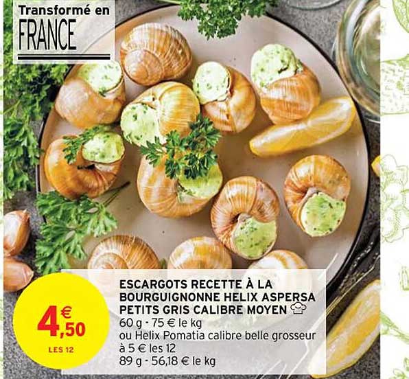escargots recette à la bourguignonne hélix aspersa petits gris calibre moyen