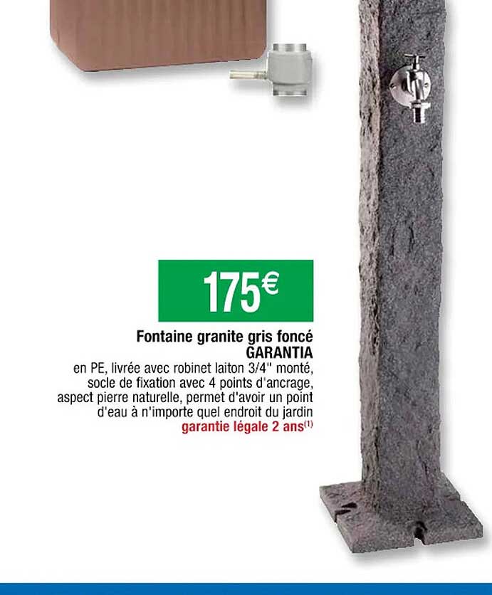 fontaine granite gris foncé garantia
