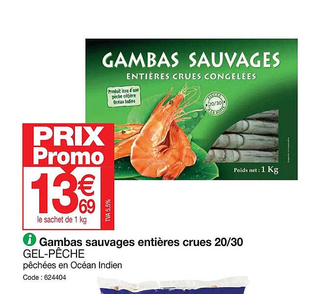 gambas sauvages entières crues 20-30 gel-pêche