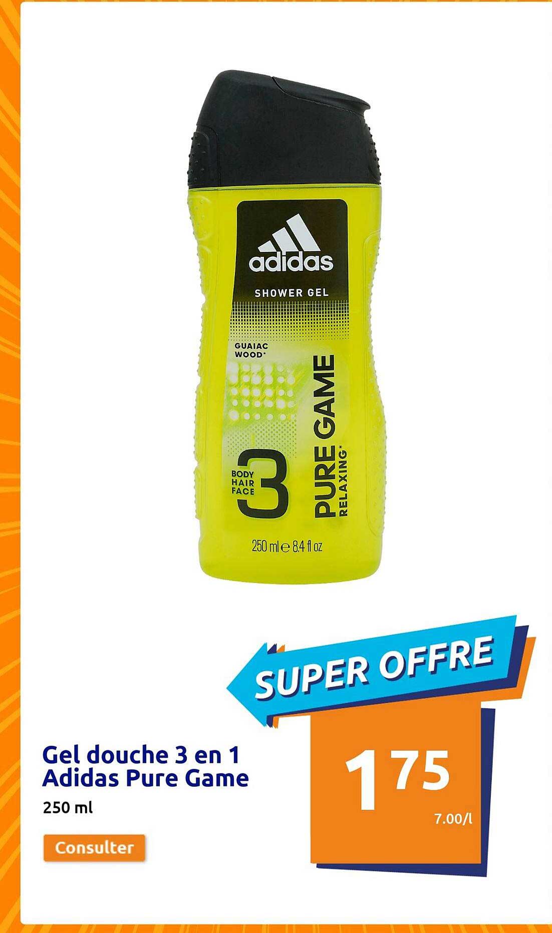 gel douche 3 en 1 adidas pure game