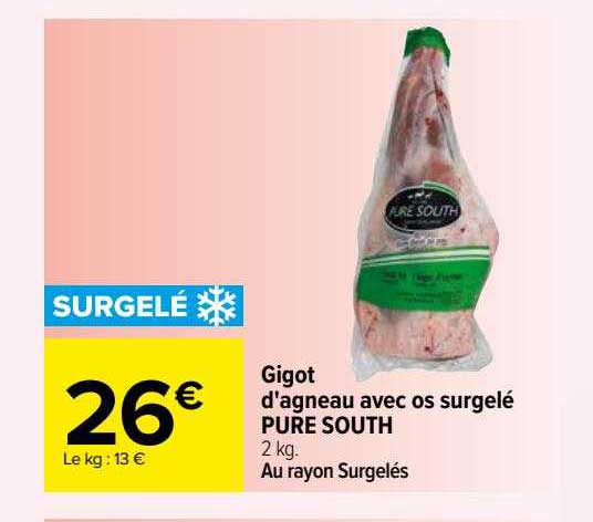 gigot d'agneau avec os surgelé pure south