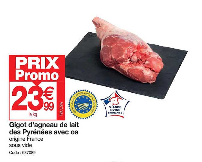 gigot d'agneau de lait des pyrénées avec os
