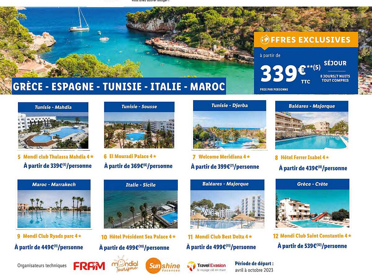 grèce - espagne - tunisie - italie - maroc