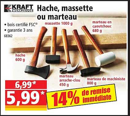 hache, massette ou marteau kraft werkzeuge