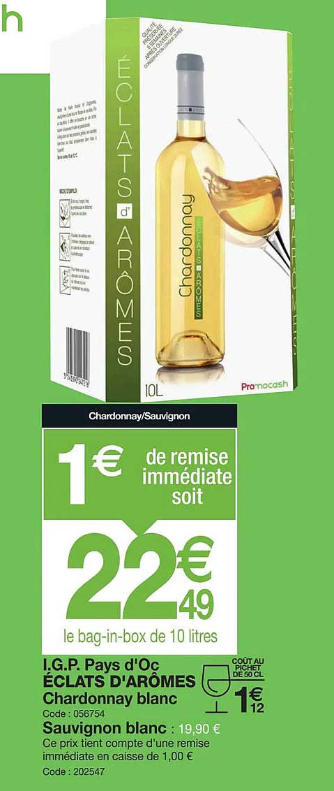 i.g.p. pays d'oc éclats d'arômes chardonnay blanc sauvignon blanc